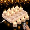 Aourow Candeline LED Ricaricabili Senza Fiamma,12 Candele Design Realistico con Telecomando,Luce Calda Tremolante,Durata 50+ Ore,Niente Fumo o Cera,Decorazione Riutilizzabile per Matrimoni,Feste e Natale