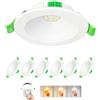 Laiebri Faretti LED da Incasso 230V Dimmerabile Set di 6, 5W 650lm Ultra Piatto 23mm, 3 CCT di Colore 2700K/4000K/6000K, IP44 Resistente agli Schizzi, Foro Ø68-75mm, per Bagno Soggiorno, Bianco