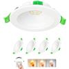 Laiebri Faretti LED da Incasso 230V Dimmerabile Set di 4, 5W 650lm Ultra Piatto 23mm, 3 CCT di Colore 2700K/4000K/6000K, IP44 Resistente agli Schizzi, Foro Ø68-75mm, per Bagno Soggiorno, Bianco