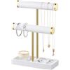 Josmimic Organizer per Gioielli a 2 Livelli, Bianco per Rimovibile, Supporto per Braccialetti, Collane, Orologi, Anelli