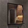 HAJDUK FURNITURE Specchio da Parete con Mensola da Bagno Nero A: 70 cm x L: 60cm - Specchio da Bagno con Ripiano, Trucco, Salotto, Corridoio