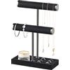 Josmimic Organizer per Gioielli a 2 Livelli, Nero per Rimovibile, Supporto per Braccialetti, Collane, Orologi, Anelli