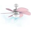 Cecotec Ventilatore a Soffitto EnergySilence 3600 Vision Purple. 50 W, 92 cm di Diametro, Lampada, 3 Velocità, 6 Pale Reversibili, Funzione Estate/Inverno, Interruttore a Catena, Bianco/Lilla