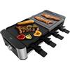 Cecotec Raclette Cheese&Grill 16000 Inox Mixgrill. 1400 W, 8 Persone, 2 Piastre antiaderenti, Superficie mista di 20 x 22 cm, 8 padelle, Termostato regolabile, Adatto lavastoviglie