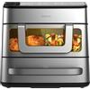 Cecotec Friggitrice ad Aria e Forno, Air Fryer Cecofry FoodCourt 18000 4Pizza. 2700W, Forno 12", Temp. Max 230ºC, 18L Parete Divisoria, 200ºC, Funzione Sync, Pietra Pizza, Display Colori, Acciaio Inox