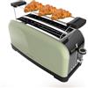 Cecotec Tostapane verticale Toastin' time 1500 Green, 1500W, Doppia fessura lunga e larga 3,8 cm, Barre superiori, Acciaio Inossidabile, Spegnimento e Pop-up Automatico, Raccogli-briciole
