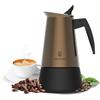 Cecotec Caffettiera Moka Express Piccolina 200 Gold. 100ml, 2 Tazze di Caffè, Acciaio Inox, Adatta a Tutte le Superfici, Filtro Premium, Valvola di Sicurezza, Manico Termoresistente, Design Elegante