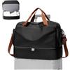 WEPLAN Borsone da Viaggio Donna Bagaglio a Mano 40x30x20 Ryanair Wizzair Borsa da Viaggio Donna Uomo Borsone Palestra con Scomparto per le Scarpe Travel Bag Borsa Sportiva Weekend,C05-Nero con Marrone