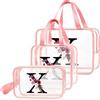 DBPBToU Trasparente Beauty Case Donna, Trousse Trucchi Per Viaggio, Idea Regalo Personalizzata Con Lettere, Regali Donna Per Compleanno (X)