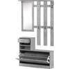 Mobile Guardaroba per Ingresso con Specchio Appendiabiti e Scarpiera Regolabile Grigio cemento 90x22x116 cm