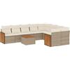 vidaXL Set Divano da Giardino 10 pz con Cuscini Beige in Polyrattan