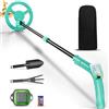 Reomdara Metal Detector Bambini, Metal Detector Leggero con Asta Regolabile 66-83 cm, Display LCD e Bobina di Ricerca Impermeabile, Pala, Rastrello, Setaccio e Borsa (Verde)
