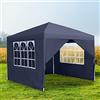 NAIZY Gazebo pieghevole, 2,5 x 2,5 m, impermeabile, con 4 parti laterali e borsa per il trasporto, pieghevole, in poliestere, protezione UV, in metallo, colore antracite