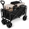 Eurocatch Carrello Pieghevole XL - Carrello da Trasporto - Ruote Extra Larghe in PVC - Portata 180 kg - Maniglia Regolabile - Nero
