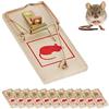 Relaxdays Trappole per Topi e Talpe, Set da 36 Rat Trap Classiche Riutilizzabil, Senza Veleno, Metallo e Legno, Naturale