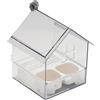 Generic Mangiatoia trasparente per uccelli, 18,5 x 14,5 cm, 14 cm, vasca da bagno per fringuelli, per colibrì con comodo riempimento e display trasparente, recinzione da balcone per gli amanti degli