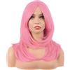 MapofBeauty 20 Pollice Lungo Layered Frange Lisci Parrucche,Leggero Rosa