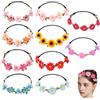 YinnFeen 10 Pezzi Coroncine Fiori per Capelli, Corona Fascia Capelli Multicolore, Coroncina di Fiori con Fascia Floreale Regolabile Boho per Matrimoni Festival Spiaggia e Party