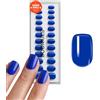 DOONAILS® Summer Collection - Set di 30 unghie finte a pressione in gel morbido, Santorini, quadrate, extra corte, blu mediterraneo, copertura completa, qualità da salone