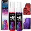 LureLuxe 2×30ml Instant Hair Dye Spray,Vernice spray per capelli,Temporary Hair Color Sprays per uomini e donne,Trasformazione dei capelli semplice e diretta,perfetto per feste e cosplay(Viola + Rosso)