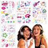 Qpout 4 fogli di tatuaggi temporanei a tema discoteca, chitarra classica, rock, tatuaggi finti, adesivi alla moda per bambini e adulti, decorazione per viso e corpo, festival rave