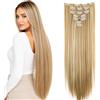 CAISHA Clip Da 8 Pezzi Nelle Extension Per Capelli Parrucchino Sintetico Voluminoso liscio Biondo Mix CES14
