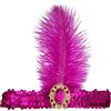 Fenisonavy Set di copricapi con piume 2 pezzi in stile retrò anni '20 con paillettes adatto a donne adolescenti e bambini ideale per carnevali feste e matrimoni (Fucsia, 1 piuma)