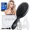 Bianca Sauchella Secret Shine - Spazzola per Extension con Setole di Cinghiale & Perni in Cheratina | Anti-Crespo, Anti-Nodi, Delicata per Tape-in, Bonding, Clip-in | Ideale per Capelli Lunghi (nero)
