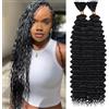 Samtress 20 Inch Deep Wave Bulk Braiding Hair 2 Bundles No Weft Curly Hair Synthetic Wet and Wavy Boho Braids Hair Extensions for Women Natural Black (#1B)