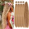Gozill Treccia Capelli Biondi Miele Pre-stirati Senza Nodi Stile Boho per Trecce Boho Onde Profonde Colore 27/613# Capelli Ricci per Trecce Boho (5 Confezioni)