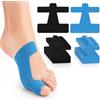 XIJEQOW 30 Pezzi Cerotti per Alluce Valgo, Tape Kinesiologico Pre-tagliato per Correzione e Sollievo dal Dolore, Bendaggio Muscolare Elastico per Alluce Valgo, 15 Blu e 15 Neri, 9.3x9cm