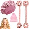 WALLFID Bigodino Morbido in Raso 2 in 1 con Scrunchie Integrato, Piega Senza Calore per Capelli Lunghi, Bigodini Morbidi per Dormire, per Boccoli di Notte, Onde e Volume, Rosa (Medio (2 pz))