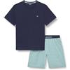 Emporio Armani Pigiama Corto Uomo Fantasia Classica Mix Blu XXL, Blu, XXL