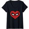 Marvel Donna Marvel Spider-Man Face Mask Valentine's Heart Logo Maglietta con Collo a V