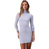 Calvin Klein Donna Abito Attillato Woven Label Ribbed Mini con Colletto alla Coreana, Blu (Casual Blue), XL