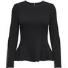 ONLY ONLKENYA Top con Peplum | Regular Fit, Maniche lunghe, Cropped, Casual, Temperatura massima 30°C ciclo delicato