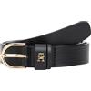 Tommy Hilfiger Donna Cintura Essential Effortless 2,5 cm Cintura in Pelle, Nero (Black), 75 cm