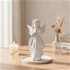 Statuetta Di Angelo Con Di Fiori, Figura Celeste Pallida, Statuetta Di