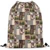 EDPXKL Zaino con coulisse stile rustico da baita, con motivo animali selvatici come alci, cervi e corna d'orso, borsa sportiva da palestra, impermeabile, custodia portaoggetti, leggero, con coulisse, borsa d