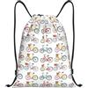 EDPXKL Zaino con coulisse - Borsa da palestra piccola, impermeabile, con stampa colorata di bicicletta, adatta a uomini e donne, zaino sportivo con coulisse per viaggi, nuoto e spiaggia