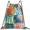 EDPXKL Zaino leggero con coulisse e stampa leopardata colorata, zaino impermeabile con puzzle colorato per palestra, viaggi, feste e uso quotidiano