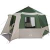 GFMGUEMV Tenda familiare per 12 persone, verde e bianco, 405 x 405 x 273 cm, tenda da campeggio impermeabile in poliestere 185T con rivestimento in poliuretano, con aste, tiranti e picchetti