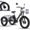 Generic Triciclo Eléctrico para Mayores Adulto E-Trike 7 Velocidades LCD Pantalla Neumáticos 24x4.0 Autonomia 65 km Cesta Grande