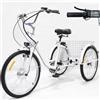Generic Triciclo elettrico per adulti da 24", 3 ruote, batteria rimovibile da 36 V/12 Ah, carico massimo 150 kg, 3 modalità di guida, cestino portaoggetti, nero.