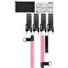 Ozzyr fasce di resistenza con maniglie Bastone da barra portatile for yoga e pilates con fascia di resistenza(Pink Set 1)