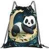 EDPXKL Zaino leggero con coulisse a forma di panda e luna, zaino impermeabile con panda e fiori, ideale per palestra, viaggi, feste e uso quotidiano.
