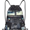 EDPXKL Borsa a sacco con coulisse e stampa cabina di pilotaggio per donna, impermeabile, ideale per il calcio, zaino portatile da viaggio, perfetto per palestra, shopping, sport e yoga.