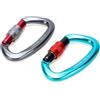 ECHTNATAV Confezione da 2 moschettoni resistenti, 25KN in alluminio aeronautico a forma di D, moschettone con bloccaggio automatico, attrezzatura per arrampicata su roccia, per amaca, (Nero + Grigio 2pz)