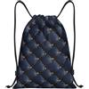 EDPXKL Zaino con coulisse - Borsa da palestra piccola in pelle blu navy vintage con stampa a quadri, impermeabile, per uomo e donna, zaino sportivo con coulisse per viaggi, nuoto e spiaggia