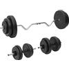 LPERTGFHU Set di manubri corti e bilancieri da 60 kg con pesi, set di manubri per allenamento della forza, allenamento dei bicipiti, dischi da 31 mm, barra con chiusura a stella
